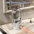 Dustproof Toothbrush Holders with Cover, Rotating Electric Toothbrush and Toothpaste Holder for Bathroom Countertop, 3 Slots 