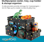 High Road CarHop Car Organizer for Kids and Passenger Seat Organizer for Adults - Road Trip Cooler with Car Cup Holder Tray and 6 Organization and Storage Pockets