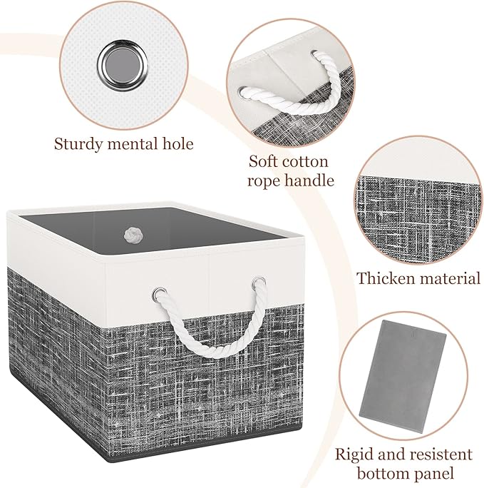 StorageTastic Storage Bin,Collapsible Storage Basket For Organizing,Large Storage Boxes With Rope Handles,Storage Containers,