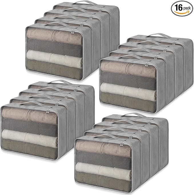 Silkfly 16 Pcs XL Packing Cube for Travel Luggage Organizer Suitcase High Capacity Large Packing Bag Bulk Reusable Mesh Trave