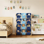 EXPERLAM Toy Storage Organizer with Bookshelf - 12 Storage Bins 4-Tier Multipurpose Shelf to Organize Toys and Books for Kids