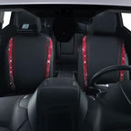 CAR PASS Leather Bling Diamond Car Seat Covers 2 Front Interior Sets, Waterproof Universal Shining Glitter Crystal Sparkle Fit for 95% Automotive Truck SUV Cute Women Girl, Black Red Rhinestone