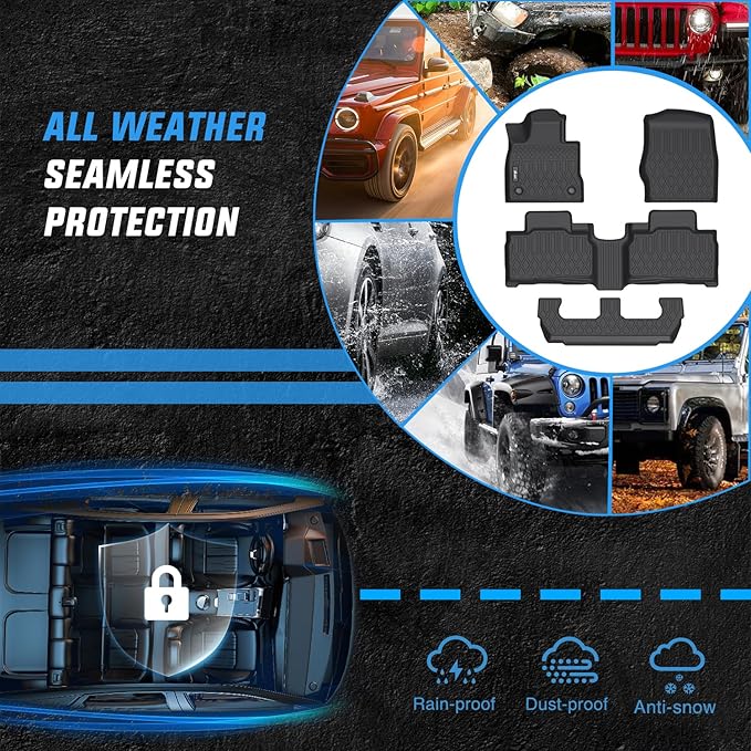 Nilight TPE Floor Mats for Ford Explorer 7 Seats 2020 2021 2022 2023 2024 2025 2026,All Weather Custom Fit Heavy Duty Floor Liners