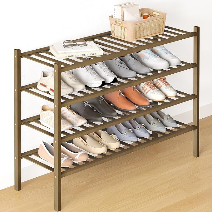 Smiry Bamboo Shoe Rack for Closet