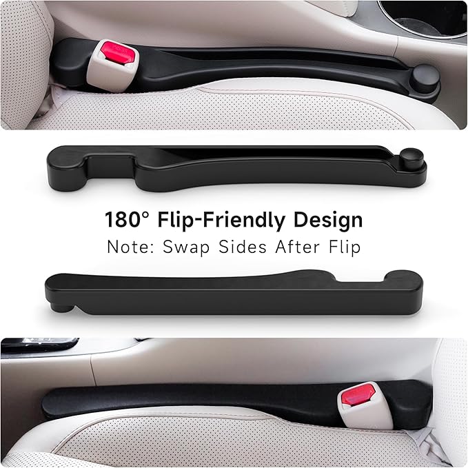 Car Seat Gap Filler Set of 2, Soft Foam Multifunctional Seat Side Gap Filler with Organizer & Hook Function, 3in1 Gap Stopper Universal Fit Car SUV Truck Fill The Gap Between Seat & Console