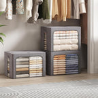 Lifewit Clothes Storage Bins with Metal Frame, Stackable Storage Box, Foldable Clothing Storage Bins with Lids, 100L Storage 