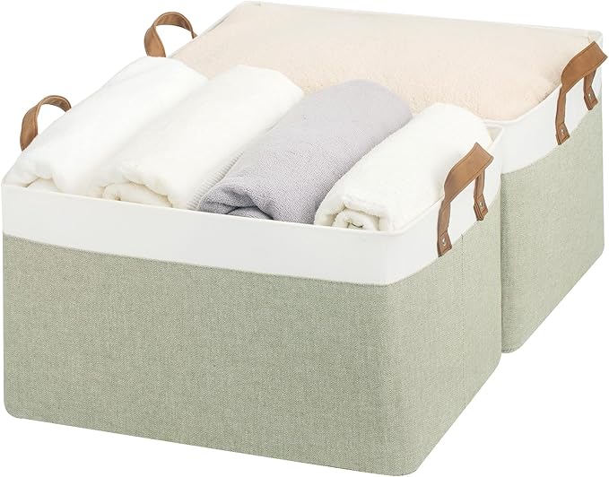 StorageWorks Storage Bins, Fabric Storage Bins for Shelves, Extra Large Storage Baskets with Metal Frame, Closet Baskets and 