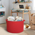 MEGASKET Extra Large Red Basket for Organizing, 22" X 22" X 14" Woven Cotton Rope Bins for Blankets, Baby Nursery Wicker Laun