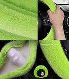 8 Pcs Cute Panda Steering Wheel Cover Set for Women Girl,Anti-Slip Lovely Cartoon Car Wheel Protector Universal 15 Inch Fit for Vehicle, Car, Auto, SUV (Green)