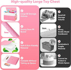 Mabahoo Large Toy Box, Collapsible Sturdy Storage Organize Chest Boxes With Lids, 25"x13"x16" Kids Toy Chest Bin Baskets for 
