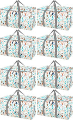 BALEINE 8-Pack Oversized Moving Bags with Reinforced Handles, Heavy-Duty Storage Tote for Clothes, Moving Supplies (Mosaic, 8