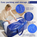 6 Pack Moving Bags with Full-Open Side Zipper, Extra Large 93L Heavy Duty Waterproof Foldable Storage Totes for College Dorm,