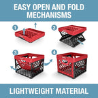 CleverMade Collapsible Milk Crate 25L (6.6 Gal), 50 lb Capacity Heavy Duty Folding Crate – Stackable Storage Crates with File