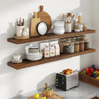 55 Inch Floating Shelves, 8 Inch Deep Floating Shelves for Wall, Hanging Shelf with Invisible Brackets, Deep Shelves for Bath