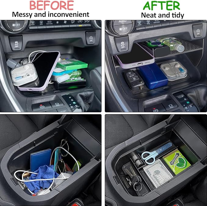 JDMCAR Upgraded Center Console Organizer Compatible with Toyota RAV4 2025 2024 2023 2022 2021 2020 2019 Interior Accessories, Gear Shift Storage Tray Secondary Box Insert Divider - 2pcs
