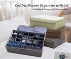AARAINBOW Underwear Socks Ties Storage Organizer with Lids Foldable Closet Drawer Organizer 30 Cells, Fabric Wardrobe Divider
