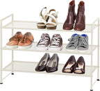 Simple Houseware 3-Tier Stackable Mesh Shoe Rack, White