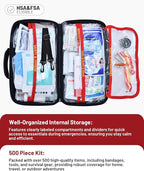 500 Pcs First Aid Kit for Home/Car/Travel/Camping/Businesses, Waterproof Emergency Kit for Hiking, Sports, Truck, Office, Veh