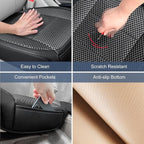 2 Pack Black Ventilated Bottom Car Seat Cover, 3D Air Mesh Breathable Front Leather Car Seat Protectors, Universal Fit Automo