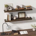Dreamland Rustic Wood Floating Shelves for Wall Decor, Elm Wood Shelves 48 Inch Long, 8 Inch Deep Floating Shelf for Living R