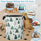 Christmas Tree Laundry Basket Woodland Collapsible Laundry Hamper Clothes Toy Storage Bin for Bathroom Bedroom Room Decor 16"