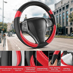 Non-Slip Car Nappa Leather Steering Wheel Cover,Universal Car Accessories Women Men Fit 14" 1/2-15" Suvs/Vans/Sedans/Cars/Tru