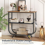 HOOBRO Floating Shelf and Console Table, 15.4" Wall Mounted Shelves Set of 2, 31.5" Height Entryway Table with Storage Shelf,