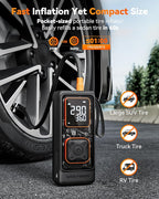 WOLFBOX Cordless Tire Inflator Portable Air Compressor, 150PSI Air Pump for Car Tires, Motorcycle, Bicycle & Ball, with Smart Digital Pressure Gauge, Auto Shut-Off & LED Flashlight