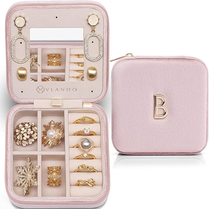 Vlando Preppy Stuff for Teen Girls, Girls Jewelry Box, Teen Girl Chid Gifts Trendy Stuff, Monogrammed Gifts Travel Jewelry Ca