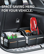 Car Storage Organizer for Seat and Floor - Car Organizer Front Seat with Metal Handle, 8 Compartments Passenger Seat Organizer, Anti-Slip Straps, Water-Resistant PU Leather (12.6 Inch Black)