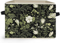 Vintage Floral Botanical Storage Box Bins, Art Nouveau Plant Flower Aesthetic Collapsible Storage Basket Organizer for Bedroo