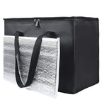 2 pack Additional Bottom Plate Black Insulated Grocery shopping bag , Delivery,pizza,reusable bags, Sturdy zipper,Collapsible,tote,cooler,thermal,Beach,waterproof heavy duty