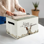 Rustic Bunny Storage Bins & Boxes with Handles, Farmhouse Rabbit Foldable Basket for Organizing, Live Like Someone Left the G