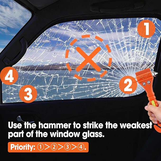 10 Pack Car Safety Hammer, Window Breaker Seatbelt Cutter 2-in-1, Auto Emergency Escape Tool Car Window Breaker Tool, Car Acc