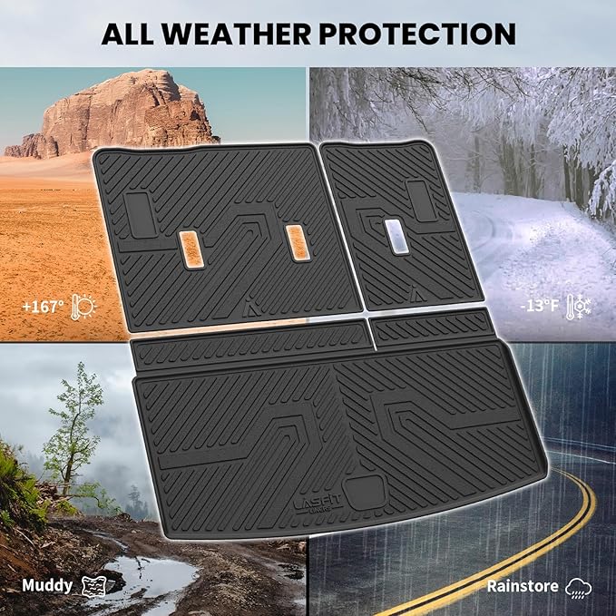 LASFIT Trunk Mat with Backrest Mat 2021-2026 for Chevrolet Chevy Tahoe/GMC Yukon (Only Yukon, Not Fit Yukon XL)/Cadillac Escalade (Only Escalade, Not Fit Escalade ESV), All Weather TPE Custom Fit