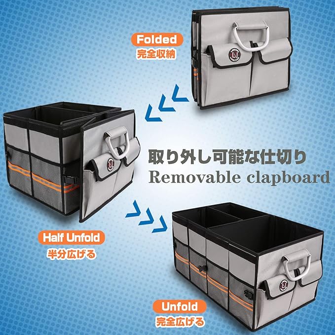 Car Trunk Organizer, Cargo Organizer SUV Trunk Storage Non Slip Bottom Waterproof Collapsible Durable Multi Compartments-(Stan