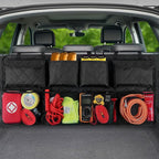 Car Trunk Hanging Organizer 3D Textured (Extra-Long), Cotton-Padded Farewell to Collapse, Reinforced Stitching, Extra-Wide Po