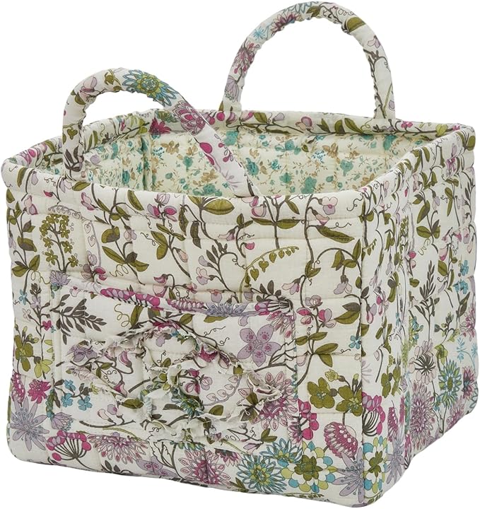 Boho Fabric Storage Basket, Large Capacity Laundry Basket, 12.2'' x 10.23'' x 10.23'' Collapsible Laundry Hamper with Easy Ca
