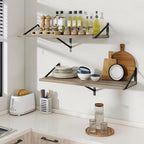 Floating Shelves, 24W x 12D Wall Shelves Set of 2, 12 Inch Deep Rustic Wood Wall Storage, Heavy Duty Metal Brackets, Large In