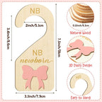 R HORSE Wooden Baby Closet Dividers - 8Pcs 3D Coquette Pink Bow Baby Closet Organizer Double-Sided Newborn Clothes Size Hange