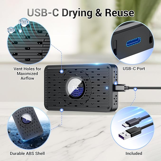 JJC Reusable Desiccant Dehumidifier with 70g Silica Gel, Portable Moisture Absorber for Gun Safe, Camera Lens Electronic Dry