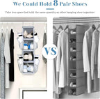 SLEEPING LAMB Short Hanging Shoe Organizer for Closet Storage with Mesh Side Pockets Holds 8 Pairs, Hanging Shoe Rack Hanger 