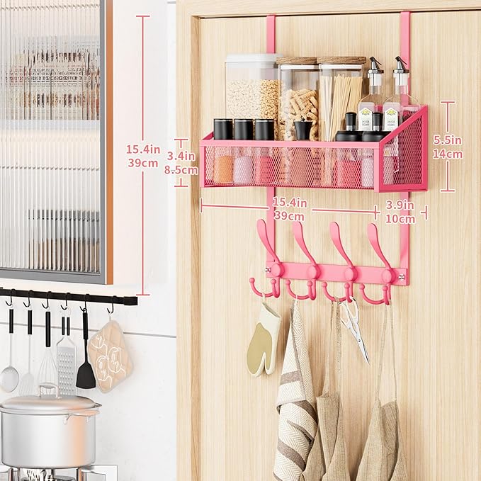 Kaiferty Over The Door Hooks Organizer, Coat Rack Over The Door Storage Hanger Towel Rack, Back of Door Storage Organizer for