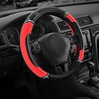 Road Comforts Leather Steering Wheel Cover - Made with PVC Leather - Anti-Slip, Universal Fit 14 1/2 inches to 15 inches - Re