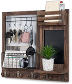 Key Holder for Wall, Mail Organizer Wall Mount with 5 Hooks and Shelf, Home Decorative with 5 Double Hooks and Chalkboard for