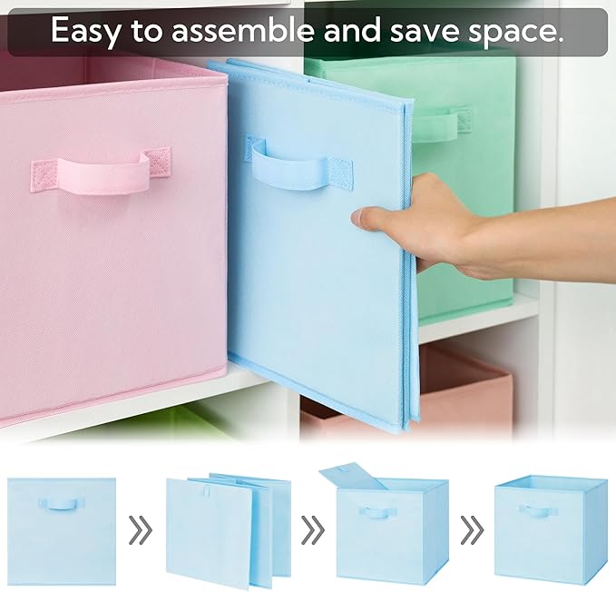 GRANNY SAYS 11x11 storage cubes for shelves, Rainbow-colored Storage Boxes for Cube Storage, 11-inch Cube Storage Bins for Or