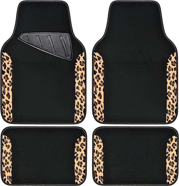 CAR PASS Waterproof Universal Fit Car Floor Mats, Leopard Print Car Mats Fit for SUV,Vans,sedans, Trucks,Set of 4pcs Car Carp