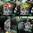 FLOCK THREE Leak-Proof Waterproof Car Trash Bag Foldable Multipurpose Trash bin Container Storage Cute Grocery Organizer Bag for Automotive Front or Back Seat in Cars SUVs and Trucks (Tropical)