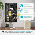 PEGZONE Pegboard Wall Organizer Combination Kit,Overall 33.1"x20.5" Metal Office Pegboard with 19 Accessories, Wall Mounted P