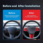 for Tesla 2017-2023 Model 3 and 2020-2024 Model Y Steering Wheel Cover Trim Interior Decoration Protection Accessories(Red)